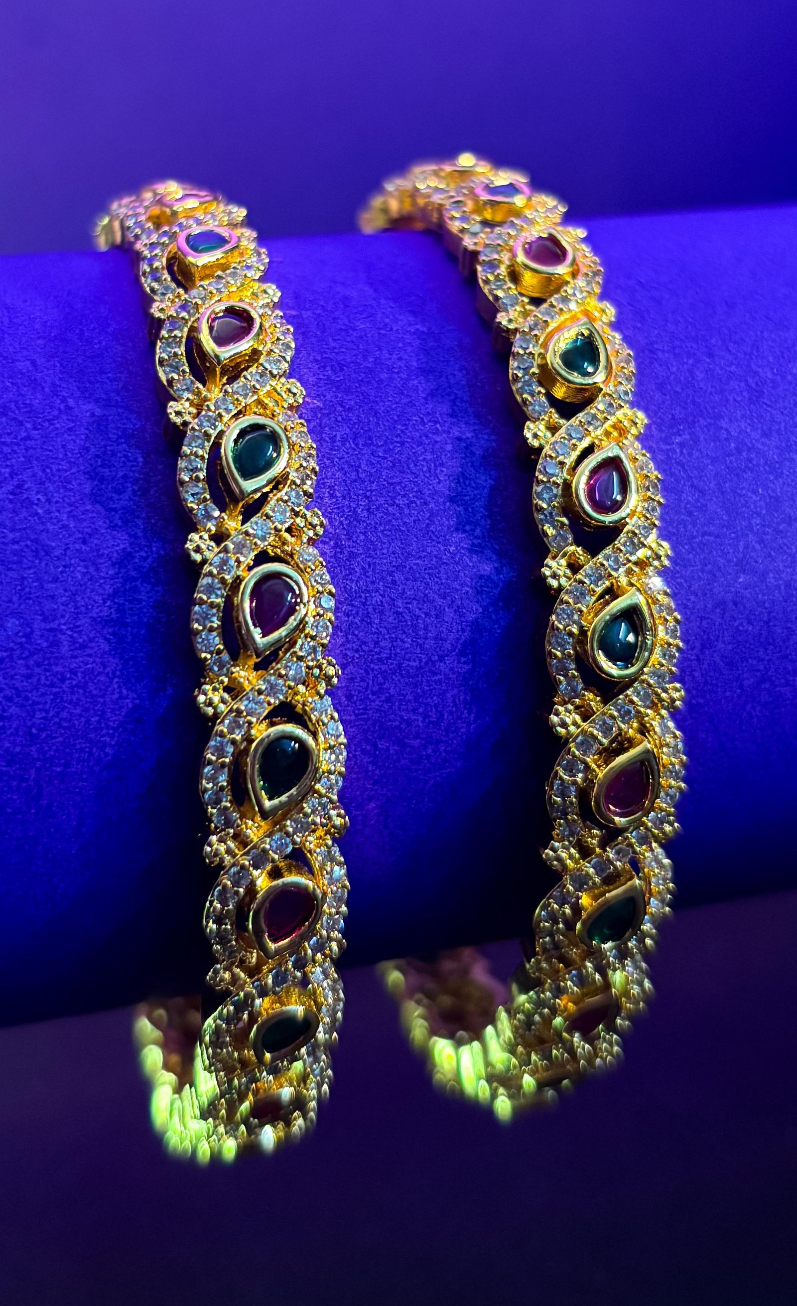 Elegant Ruby & Emerald Bangles