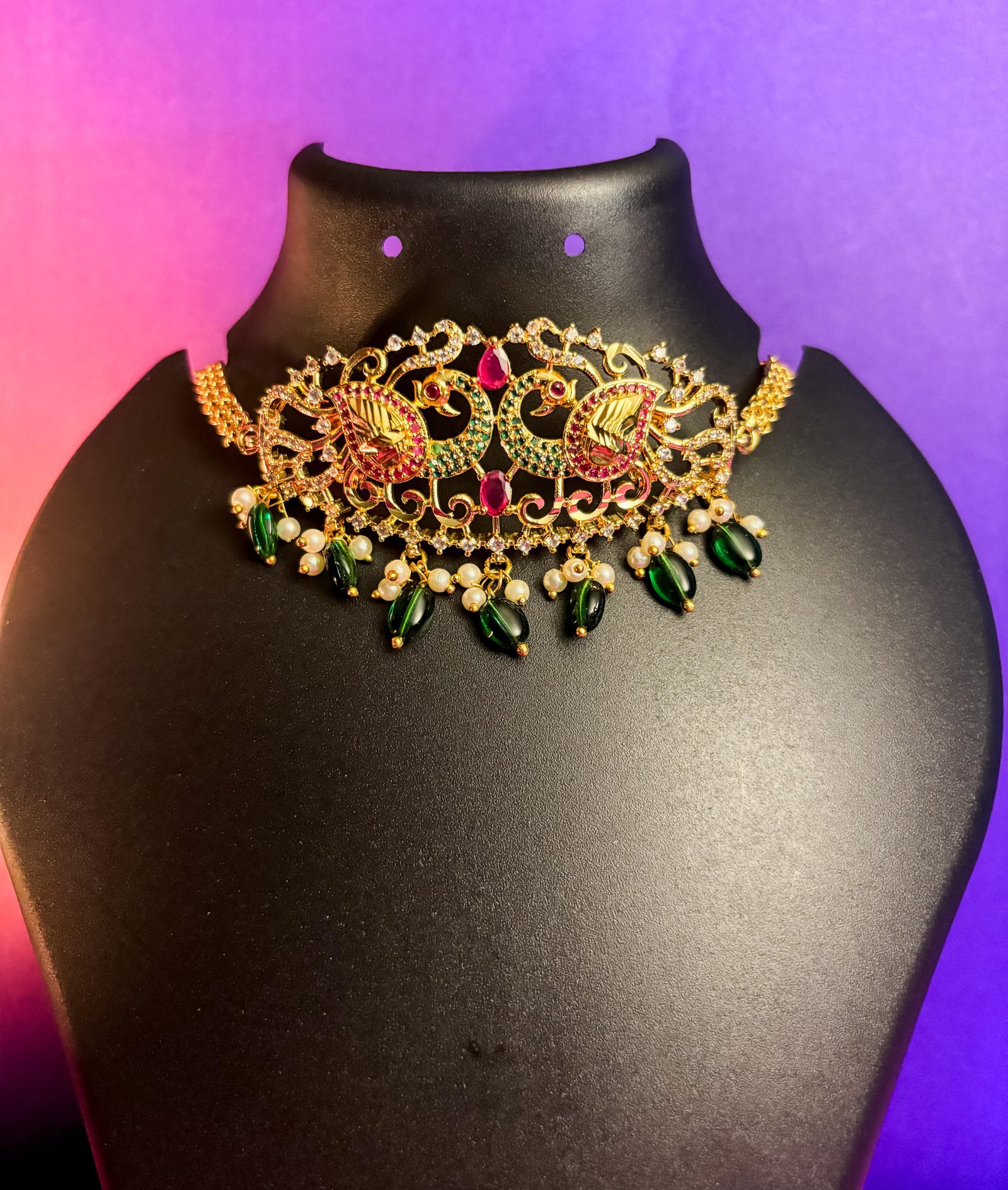 Peacock Design Kundan Choker