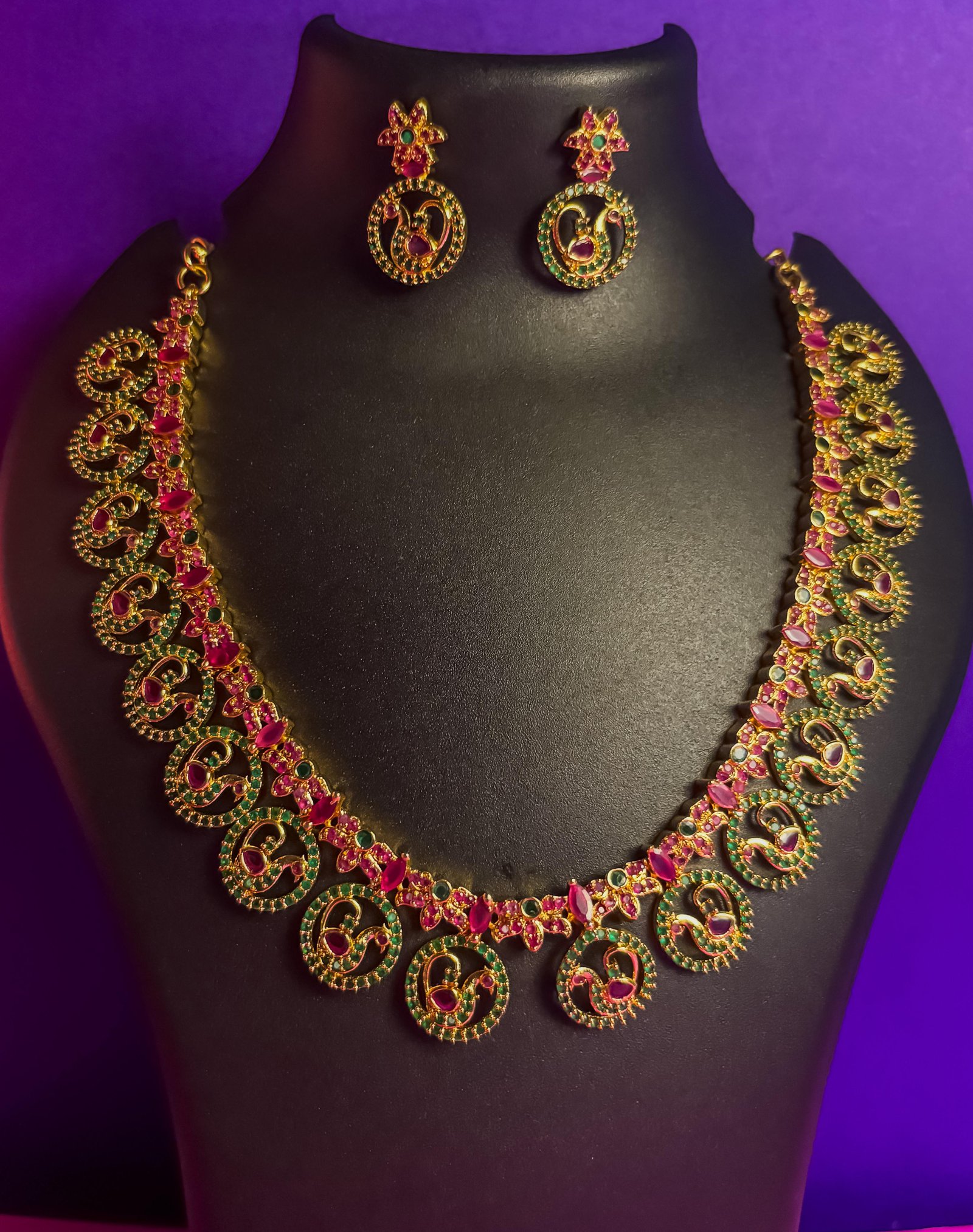 Vibrant Kundan Necklace and Earrings Set
